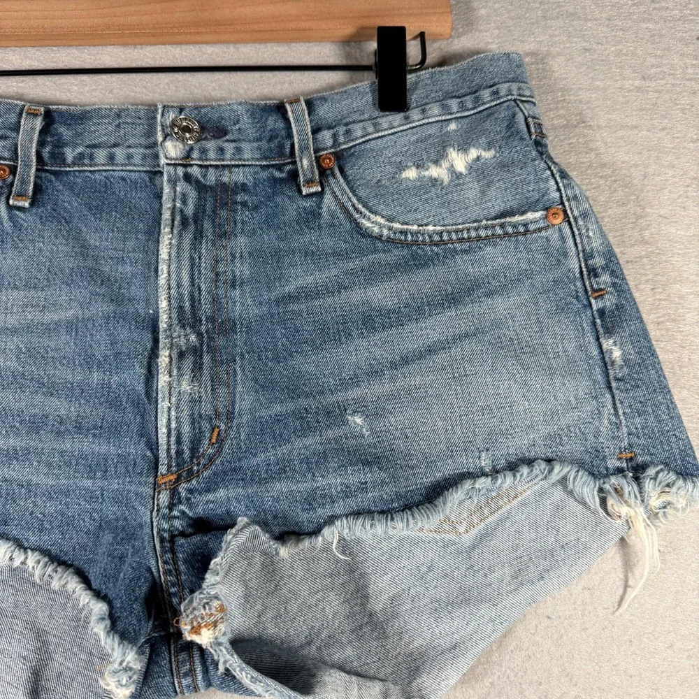 Citizens of Humanity Danielle Cut-Off Shorts Blue Distressed Denim 990D-837 32 - Picture 4 of 16